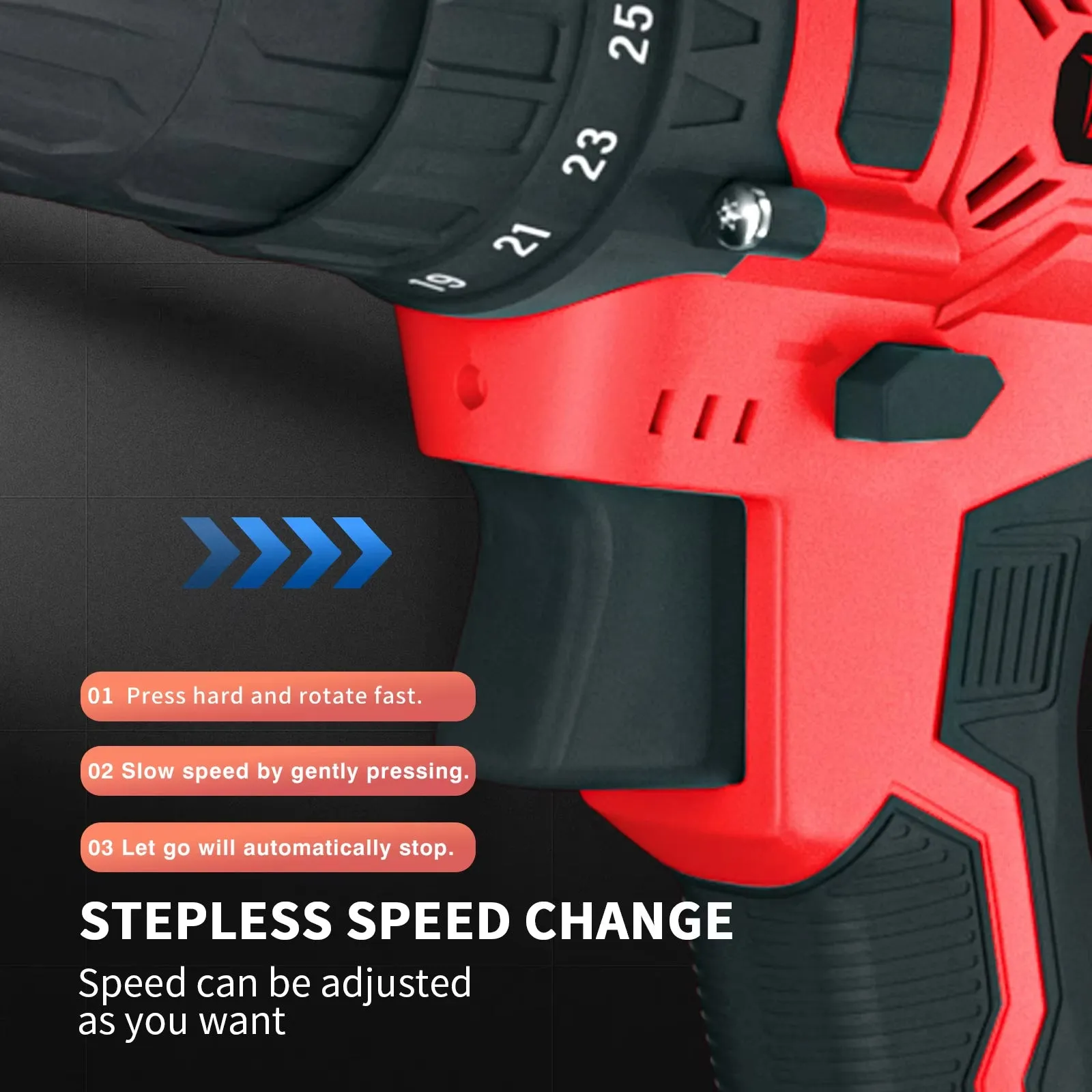 21V Cordless Power Drill with 1500Mah Battery Electric Drill Driver 25 1 Torque 45Nm Screwdriver Kit Combi Drill 3/8"