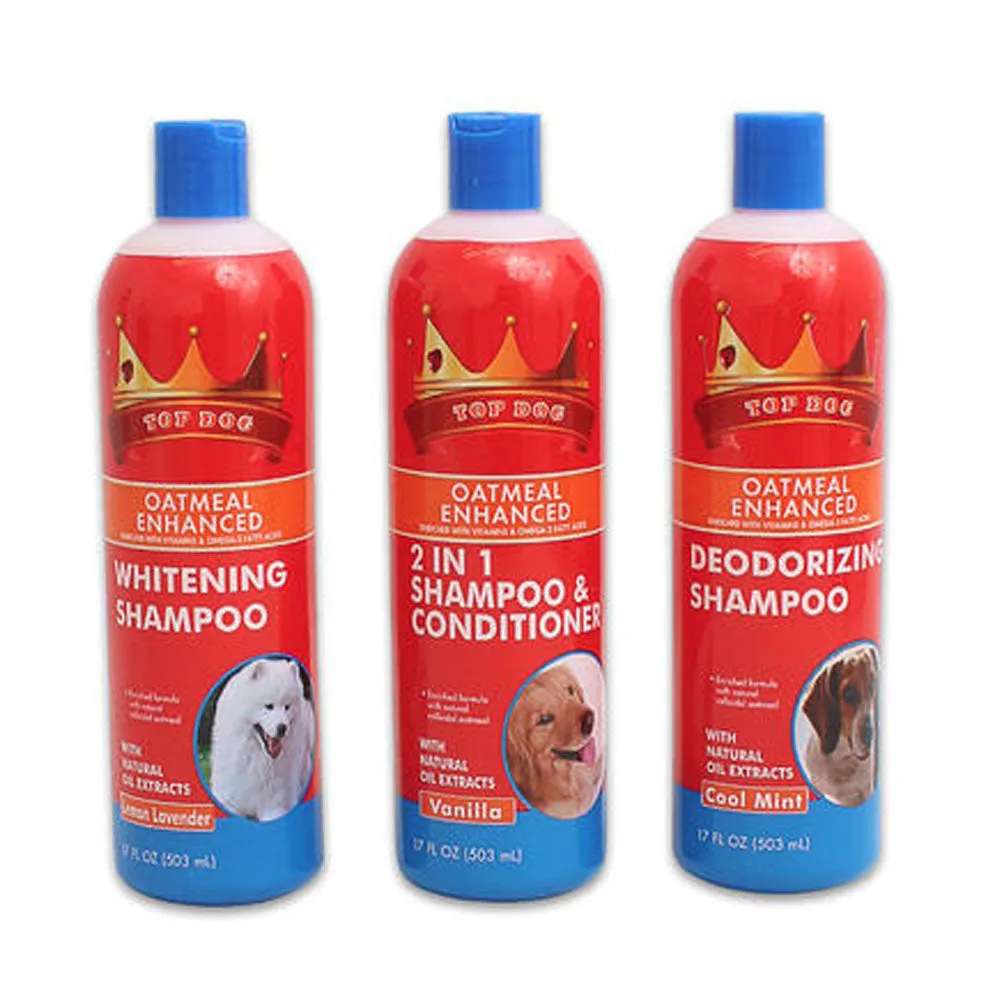 3 Pc Oatmeal Pet Shampoo Enhanced Kit Conditioner Deodorizing Bath Dog Cat 17Oz