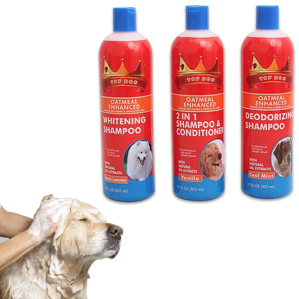 3 Pc Oatmeal Pet Shampoo Enhanced Kit Conditioner Deodorizing Bath Dog Cat 17Oz