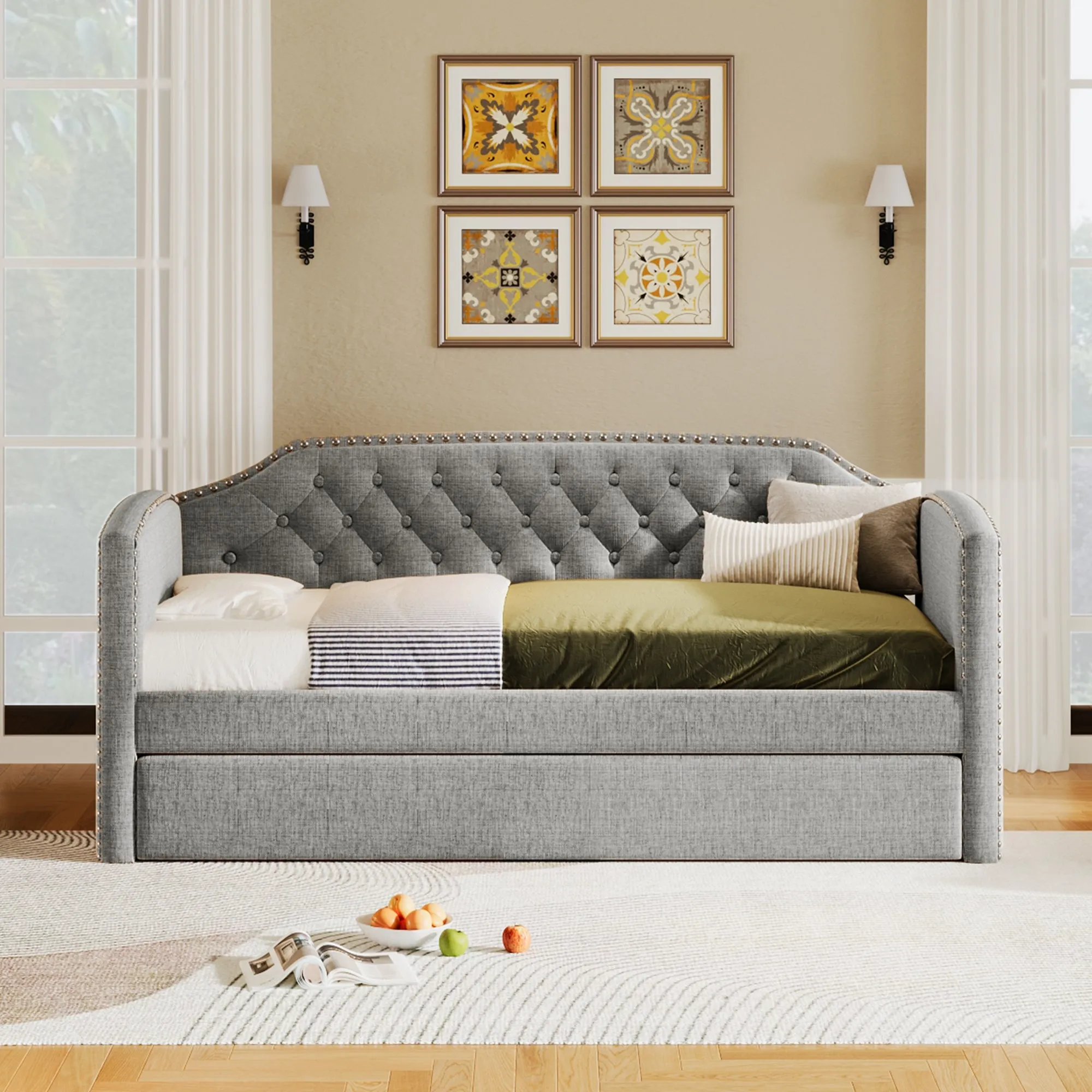 Baltic Twin Size Daybed with Trundle - Gray