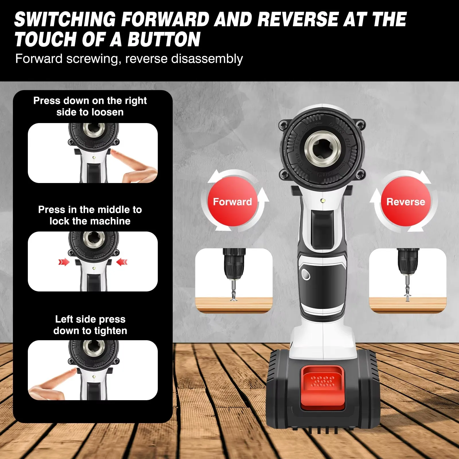 Cordless Combi Drill &Impact Driver Set with 2PC 1500Mah Li-Ion Battery,Variable Speed Drill Driver, 25 1 Torque Setting