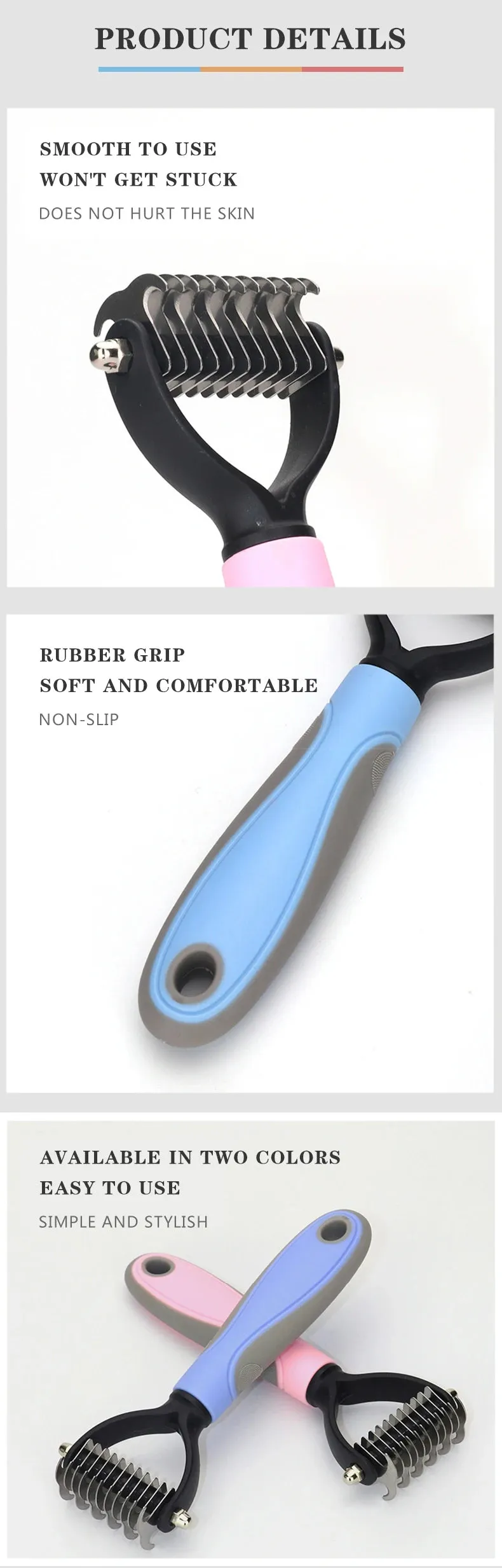 Dog Comb Cat Brush Pet Hair Removal Comb for Dogs Cat Dematting Deshedding Brush Pets Fur Knot Cutter Pet Grooming Tools