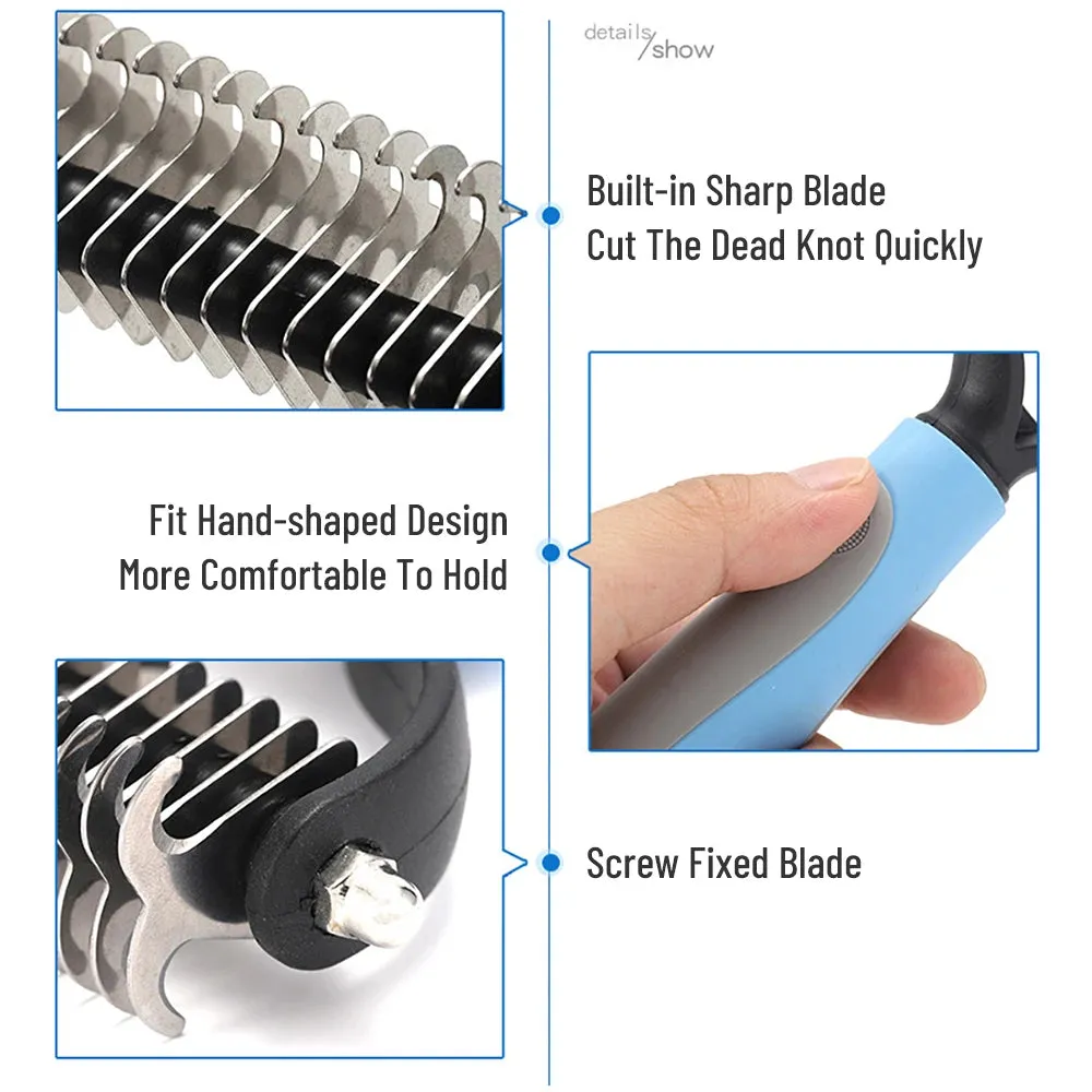 Dog Comb Cat Brush Pet Hair Removal Comb for Dogs Cat Dematting Deshedding Brush Pets Fur Knot Cutter Pet Grooming Tools