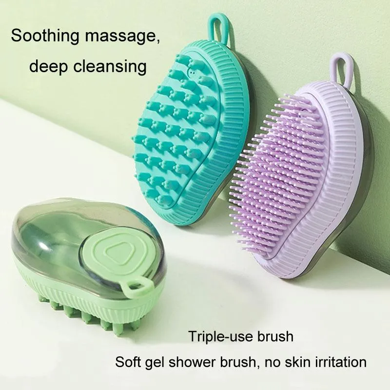 Fillable Shower Gel Brush For Dogs & Cats Fine End Blue