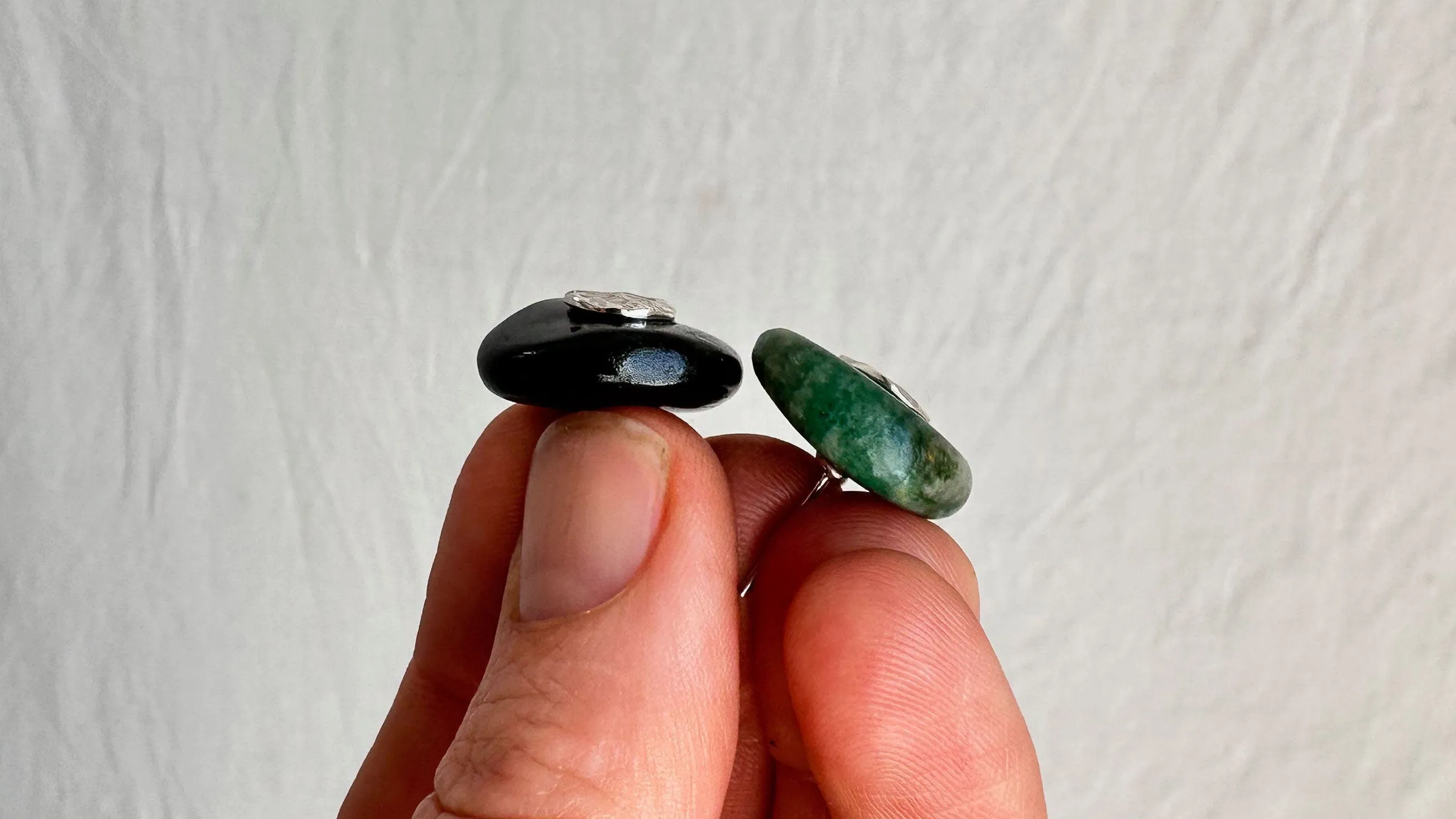 Guatemalita & Jade Earrings. Sterling Silver Posts. 1007