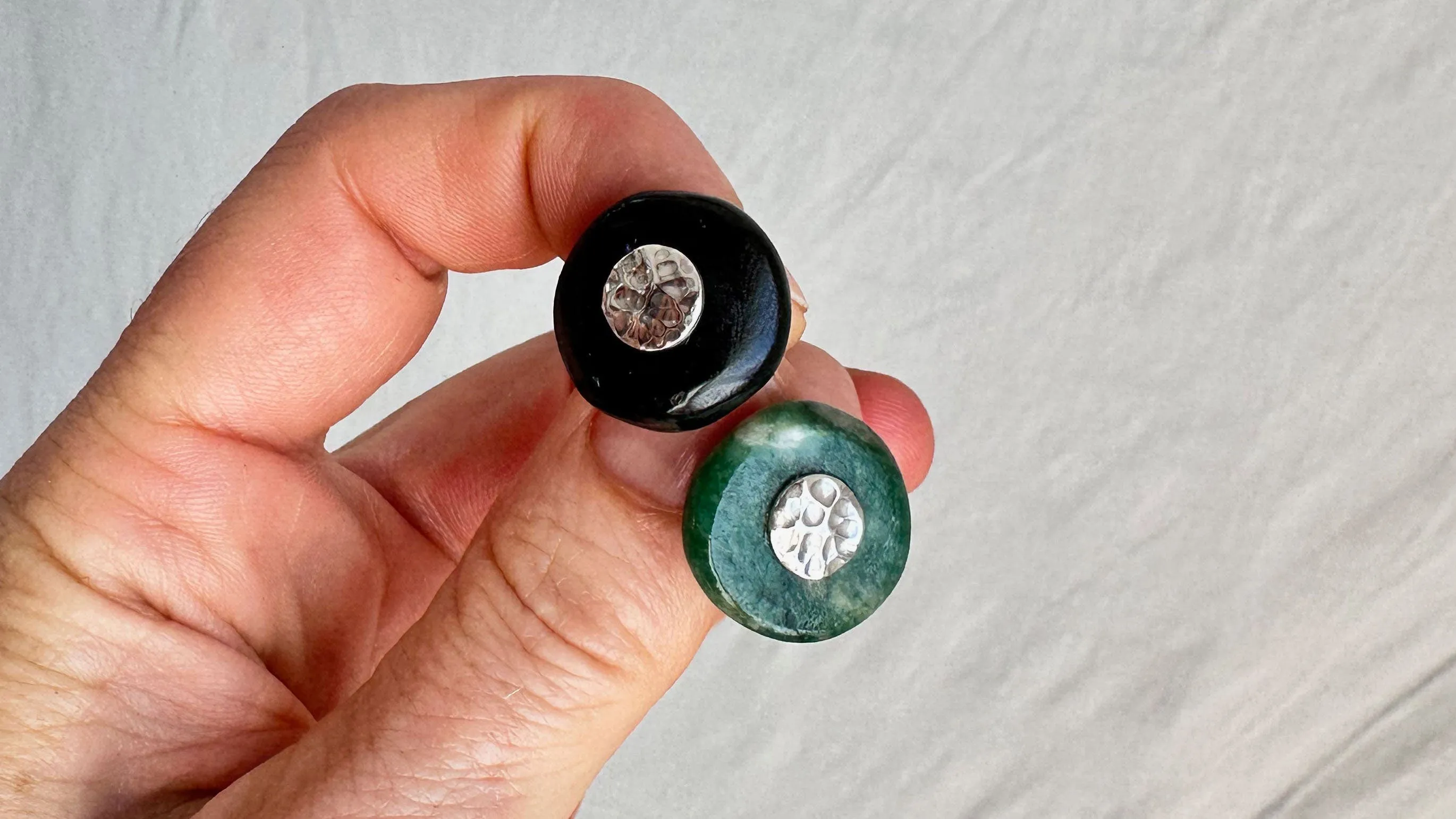 Guatemalita & Jade Earrings. Sterling Silver Posts. 1007