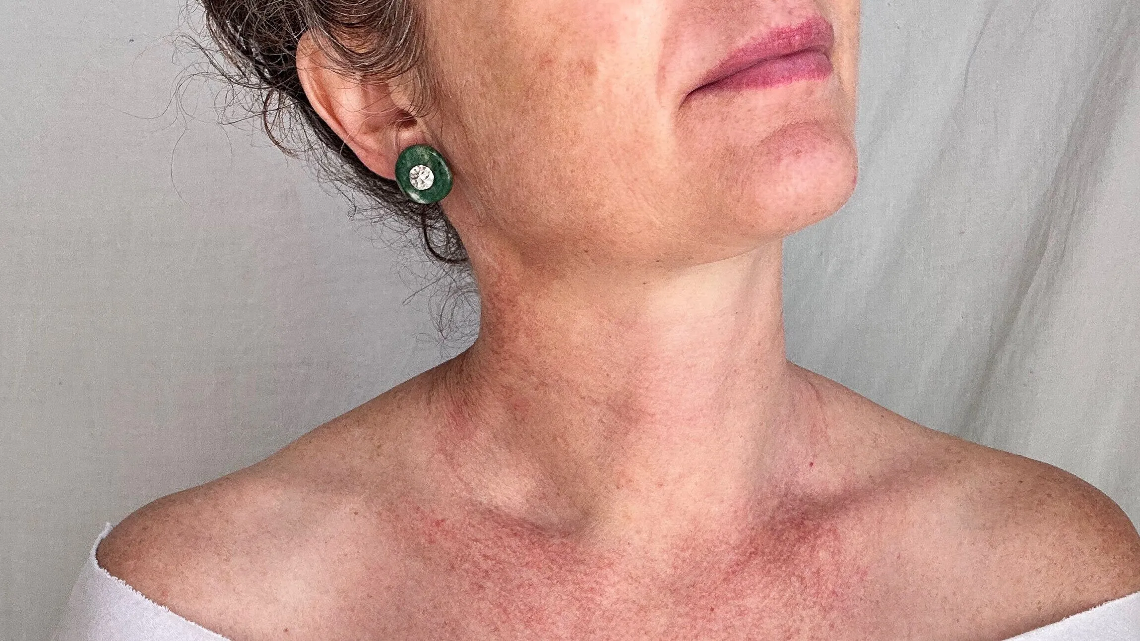 Guatemalita & Jade Earrings. Sterling Silver Posts. 1007