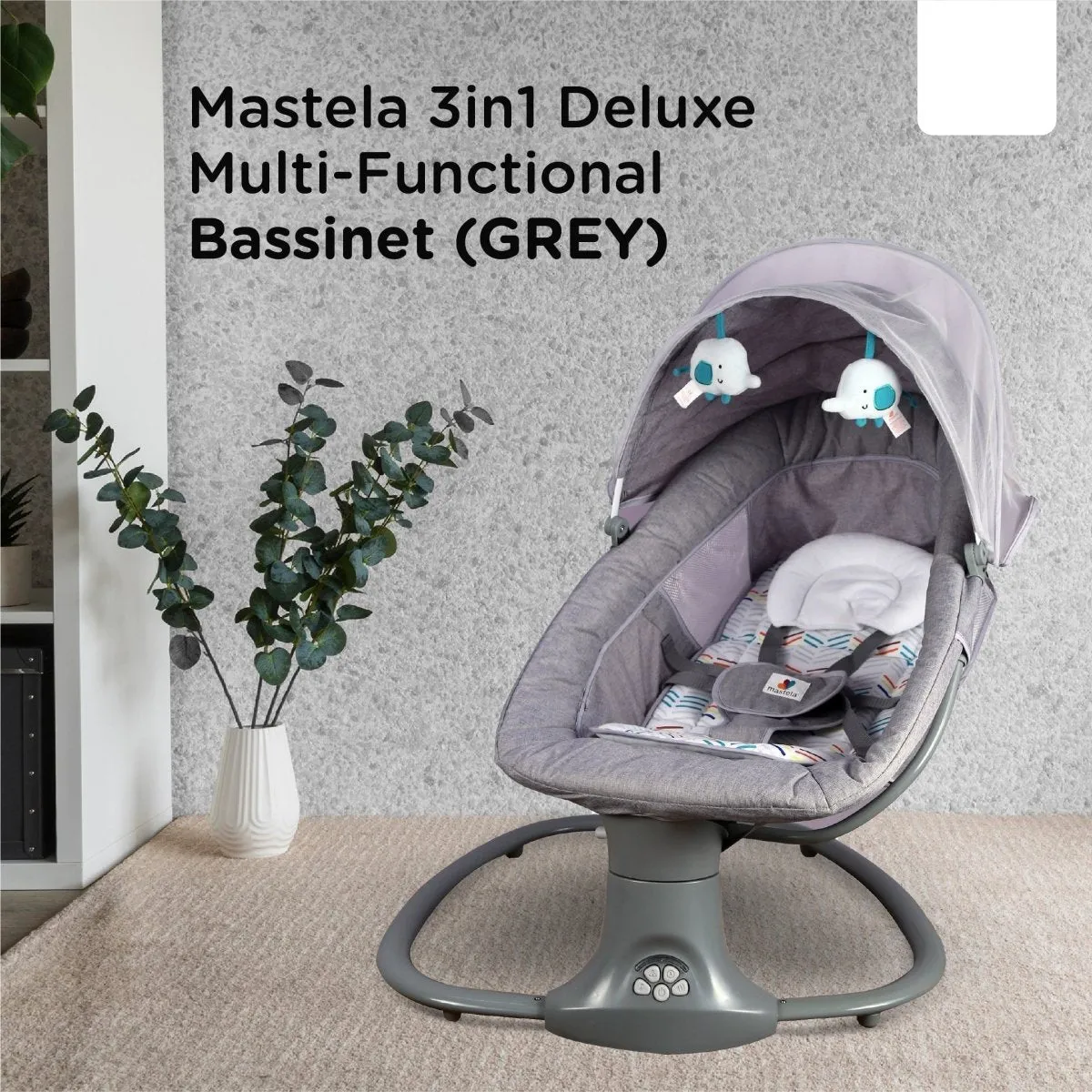 Mastela 3-in-1 Deluxe Multi-Functional Bassinet/Swing- Grey