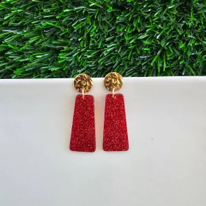 Mia Mini Earrings - Red Glitter // Game Day