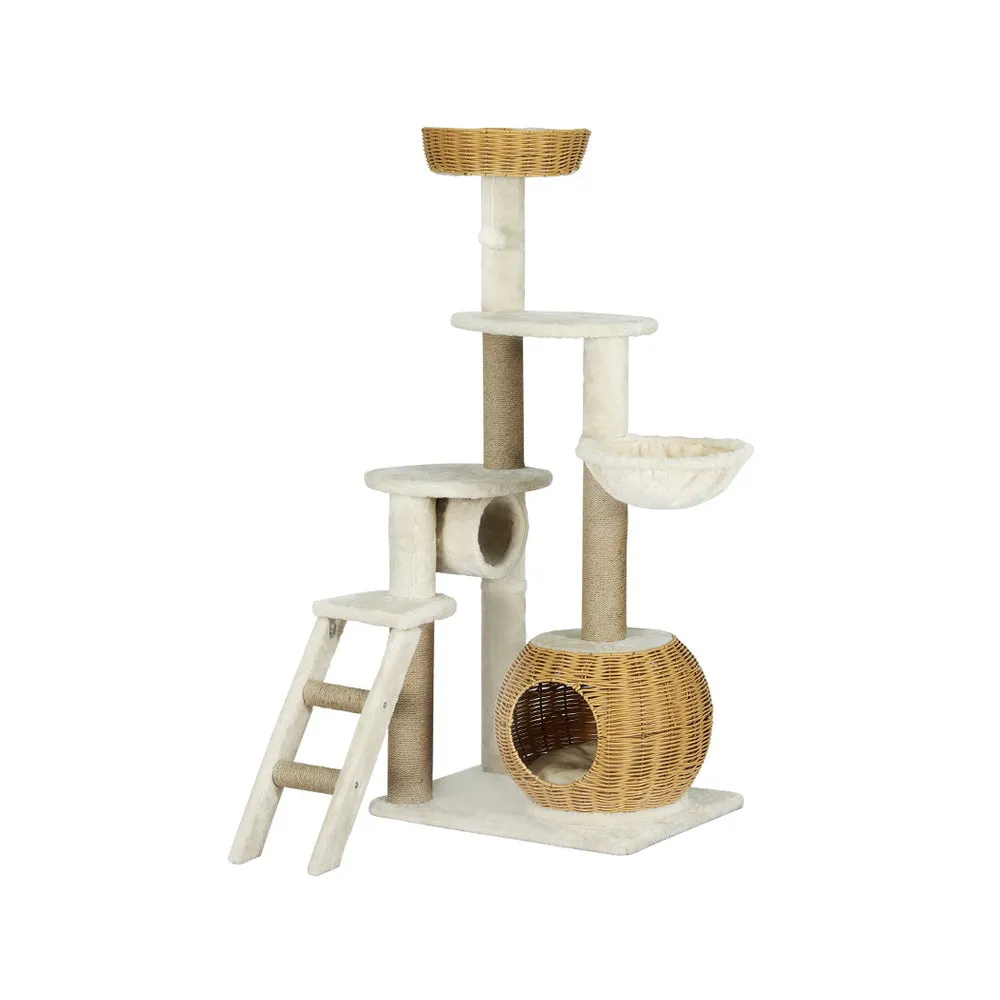 Multi-Level Cat Tree w/ Sisal Posts, Hammock & Rattan | i.Pet