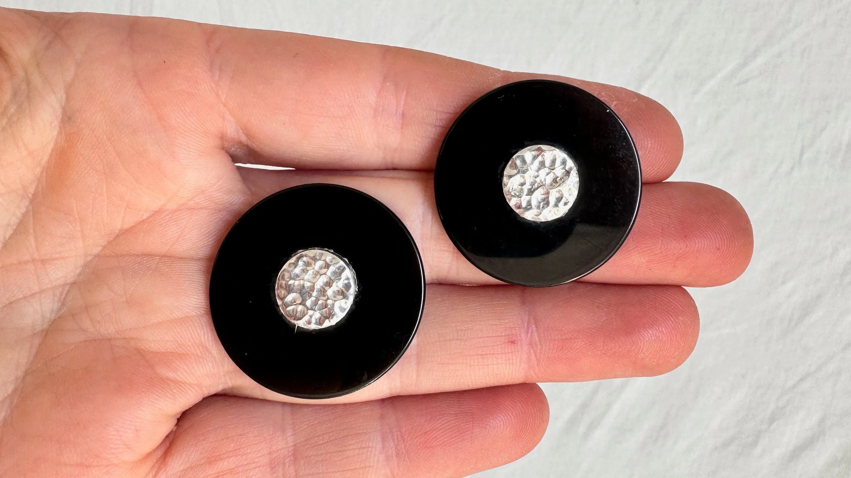 Obsidian Earrings. Sterling Silver. Posts. 1356