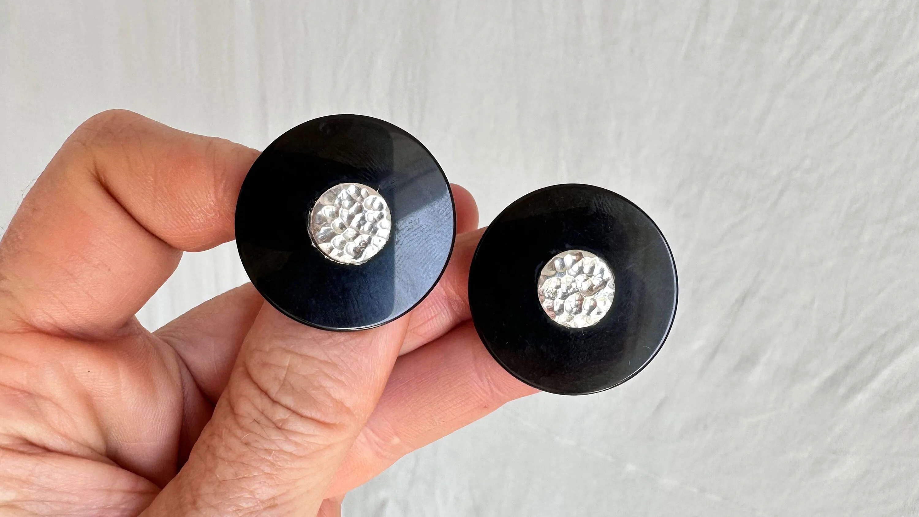 Obsidian Earrings. Sterling Silver. Posts. 1356