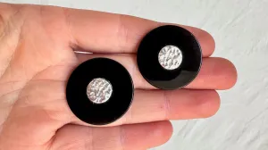 Obsidian Earrings. Sterling Silver. Posts. 1356