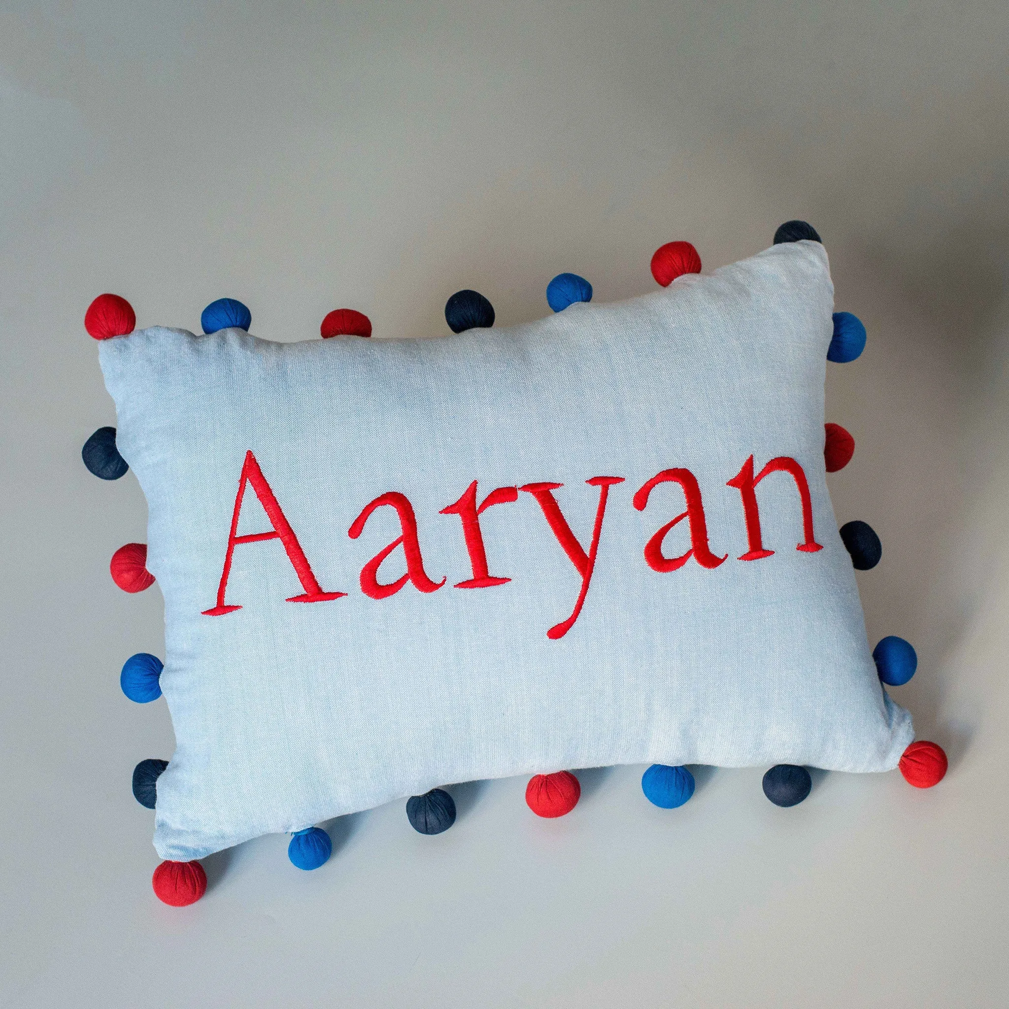 Personalised Pom Pom Pillow - Boy