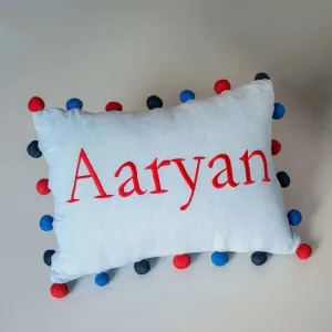 Personalised Pom Pom Pillow - Boy