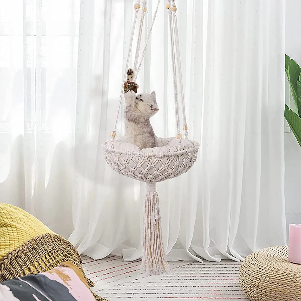Pet Hammock Hanging Cat Bed Aerial Kitten Climbing Frame Sunny Window Seat Nest