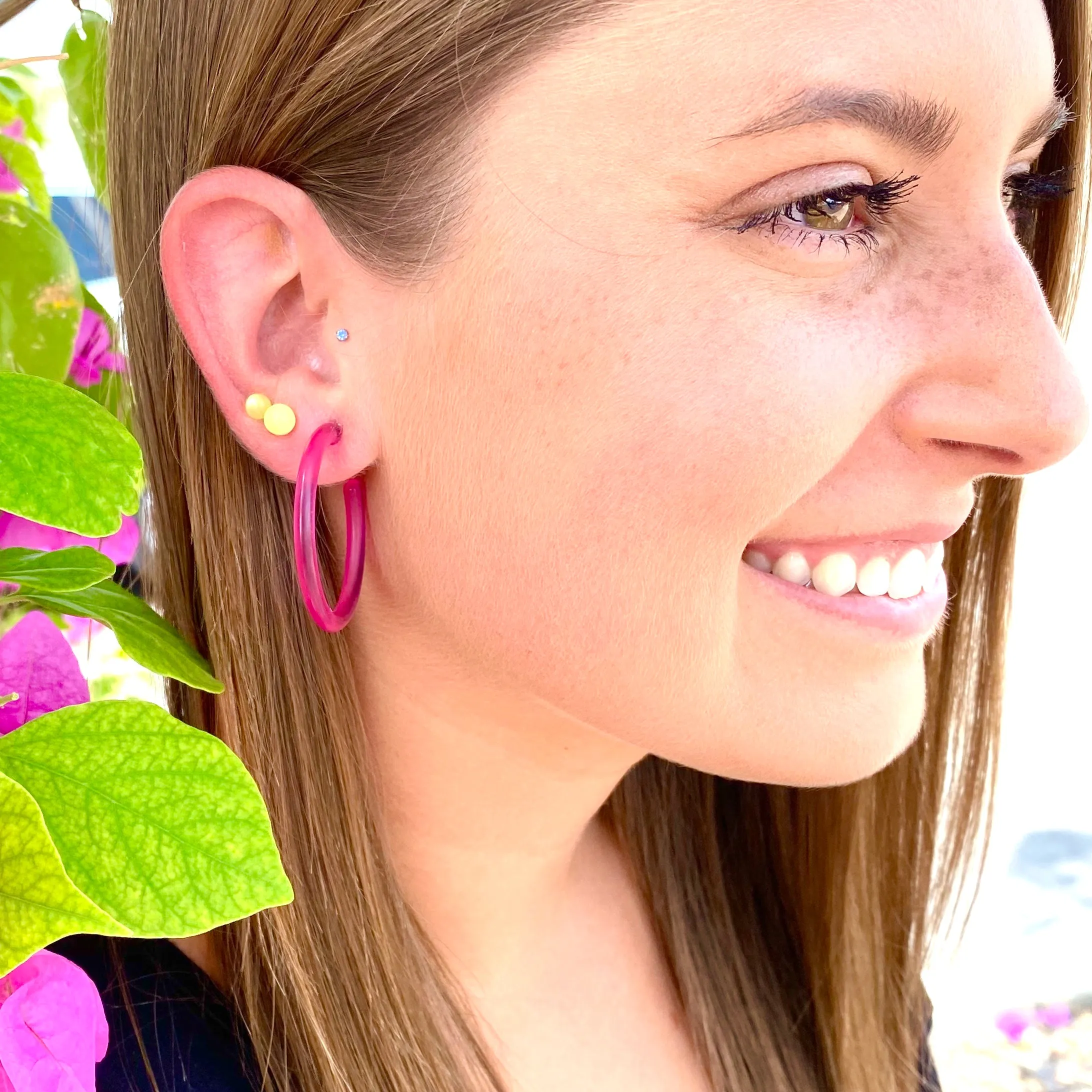 Pink Mauve & Aqua Moonglow Tiny Earrings Set