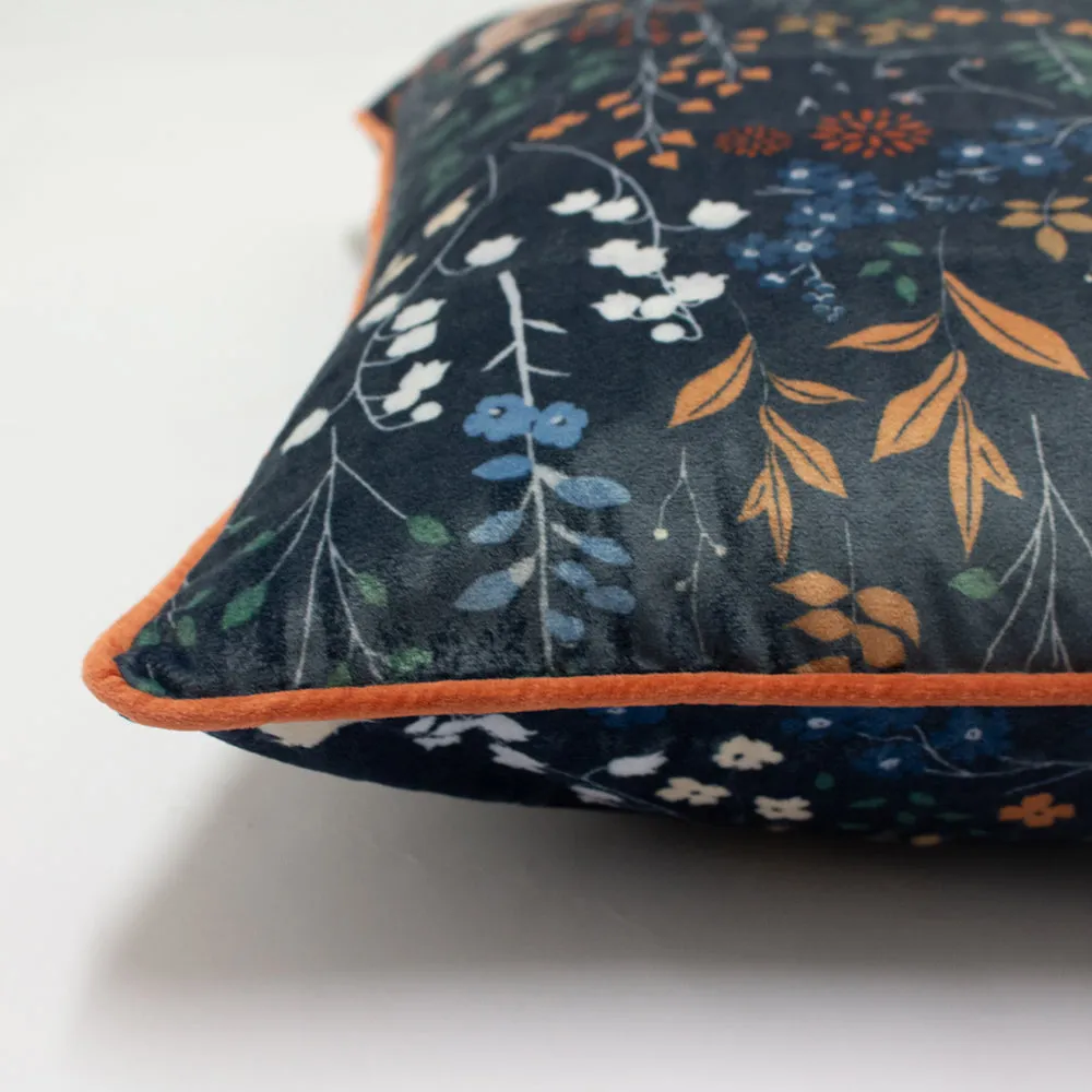 Richmond Botanical Woodland Cushion Midnight Blue