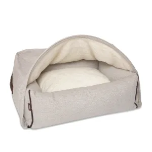 Snuggle Cave Pet Bed - Cream Herringbone - Size Small