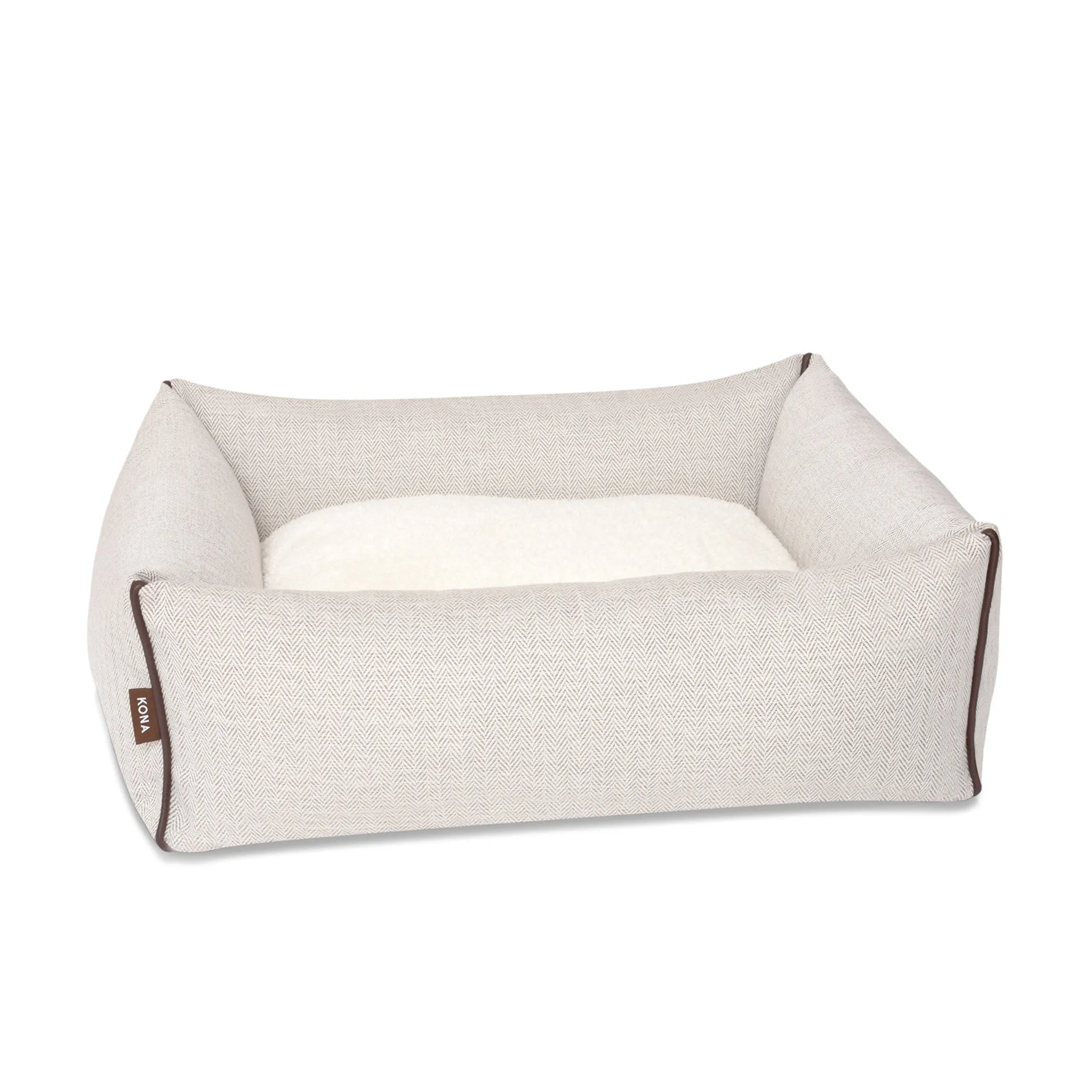 Snuggle Cave Pet Bed - Cream Herringbone - Size Small